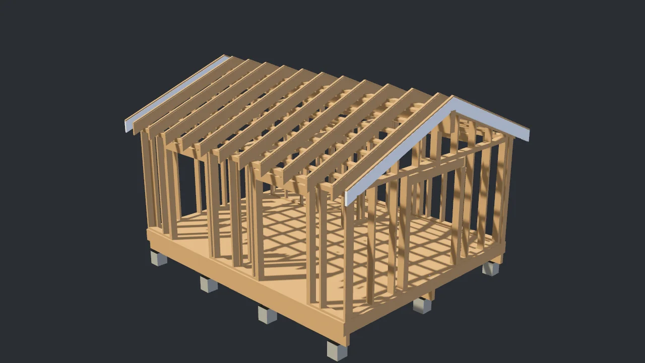 Timber frame of the cottage.